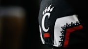 Sep 5, 2015; Cincinnati, OH, USA; A detailed view of the Cincinnati Bearcats logo on a jersey at Nippert Stadium. The Bearcats won 52-10. Mandatory Credit: Aaron Doster-Imagn Images