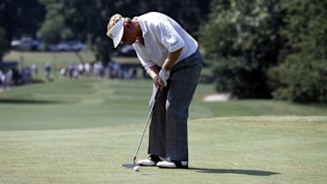 Jack Nicklaus hits a putt during the 1994 PGA Championship at the Southern Hills Country Club.