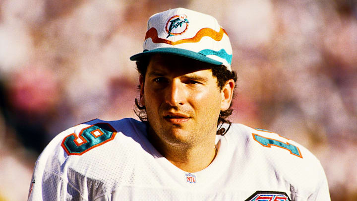 Jan 8, 1995; San Diego, CA, USA; FILE PHOTO; Miami Dolphins quarterback Bernie Kosar (19) on the sidelines against the San Diego Chargers during the 1994 AFC Divisional playoffs at Jack Murphy Stadium. Mandatory Credit: Peter Brouillet-USA TODAY NETWORK