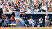 Oct 1977; Los Angeles, CA, USA; FILE PHOTO; New York Yankees right fielder Reggie Jackson in action against the Los Angeles Dodgers during the 1977 World Series