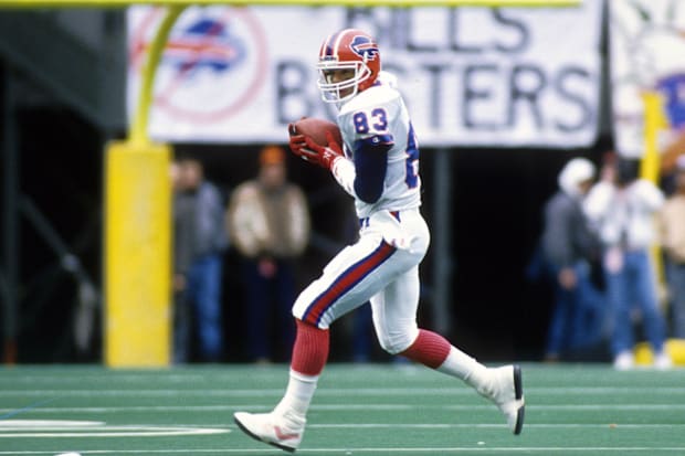 Buffalo Bills receiver Andre Reed in action against the Cincinnati Bengals during the 1988 AFC Championship game.