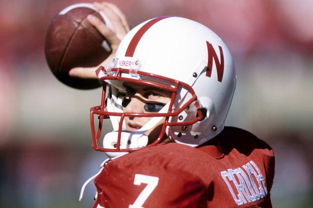 Nebraska quarterback Eric Crouch (7) prior to the start against Oklahoma at Memorial Stadium in 2001.