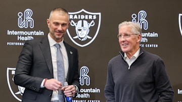 John Spytek & Pete Carroll  of the Las Vegas Raiders.