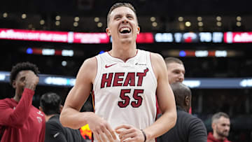 Dec 6, 2023; Toronto, Ontario, CAN; Miami Heat forward Duncan Robinson (55): John E. Sokolowski-Imagn Images