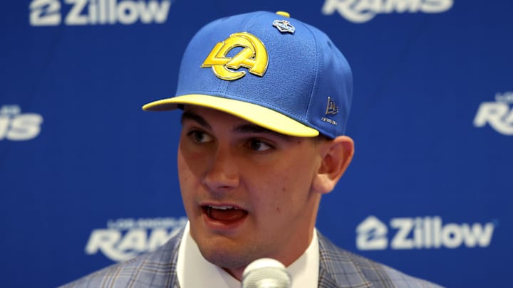 Los Angeles Rams first-round draft pick Ty Simpson. Mandatory Credit: Kiyoshi Mio-Imagn Images