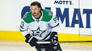 Dallas Stars center Matt Duchene skates during the warmup period against the Calgary Flames.