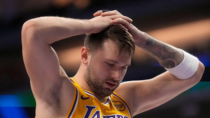 Jan 12, 2026; Sacramento, California, USA; Los Angeles Lakers guard Luka Doncic (77) reacts after being fouled against the Sacramento Kings in the second quarter at the Golden 1 Center. Mandatory Credit: Cary Edmondson-Imagn Images