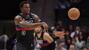 Nov 6, 2024; Charlotte, North Carolina, USA; Detroit Pistons center Jalen Duren (0): Jim Dedmon-Imagn Images