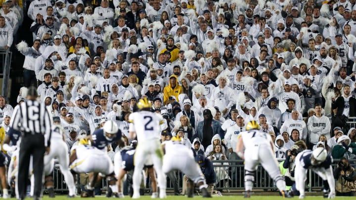 Penn State Nittany Lion fans cheer during the third quarter against the Michigan Wolverines at Beaver Stadium. 