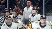 October 14, 2022; Tempe, Ariz; USA; ASU head coach Greg Powers watches his team play Colgate during a game at Mullett Arena.

Ncaa Hockey Asu Hockey Opening Night At Mullett Arena Colgate At Asu
