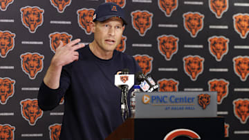 Ben Johnson gets his point across during a minicamp press conference. With camp opening in two weeks, Johnson is odds-on favorite to be NFL Coach of the Year.