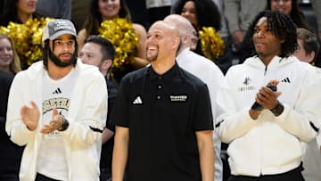 The Wofford men's basketball team hosted a NCAA Selection Show watch party on Sunday, March 16, at Jerry Richardson Indoor Stadium. Tennessee No. 2 seed will face No. 15 Wofford (19-15) on Thursday at Rupp Arena in Lexington, Kentucky. This is the moment the team finds out they will be playing Tennessee. Wofford's Dwight Perry reacts with his team.