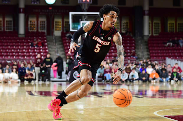 Edwards controls the ball during the first half against Boston College earlier this month.