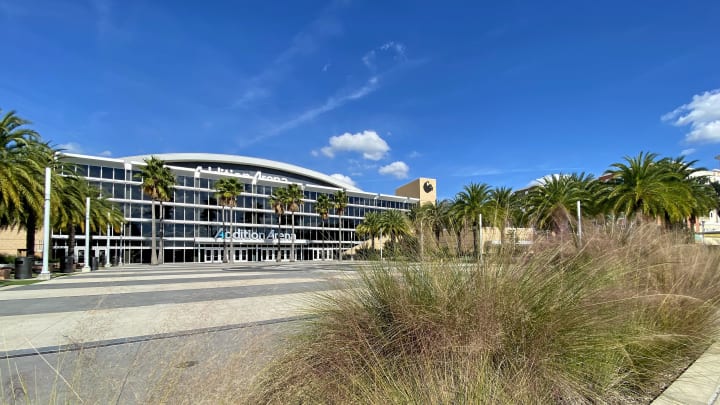 Nov 28, 2020; Orlando, Florida, USA; A general view of Addition Financial Arena, As the game between the UCF Knights and the Oklahoma Sooners was postponed due to Covid-19 concerns. Mandatory Credit: Jasen Vinlove-USA TODAY Sports