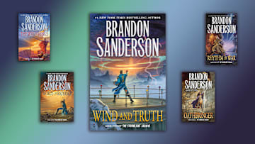 The Stormlight Archive by Brandon Sanderson, with Wind and Truth front and center.