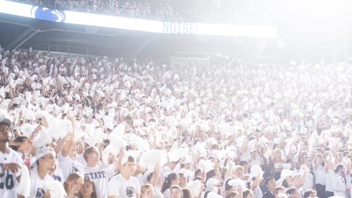 Penn State students cheer on the Nittany Lions during the 2023 season opener against West Virginia at Beaver Stadium. 