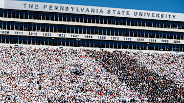 Fans take in an NCAA football game between Penn State and Ohio State in Beaver Stadium, Saturday,