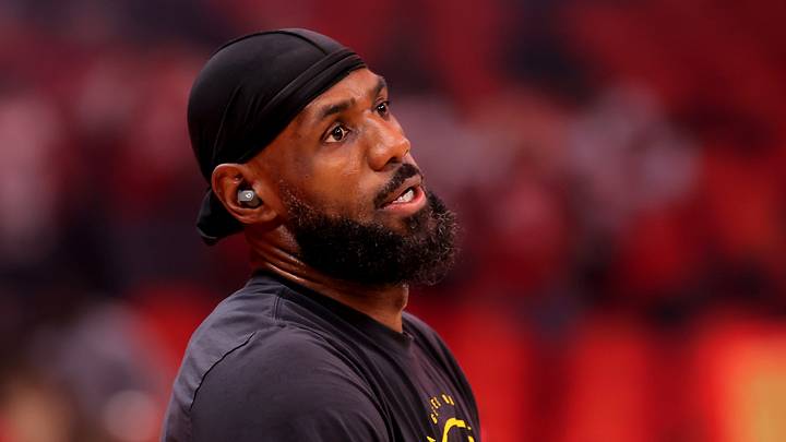 Los Angeles Lakers forward LeBron James (23) warms up prior to game six of the first round of the 2026 NBA Playoffs against the Houston Rockets at Toyota Center on May 1, 2026.