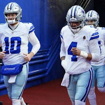 Dallas Cowboys quarterbacks Cooper Rush and Dak Prescott