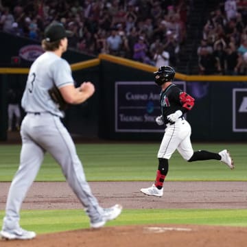 Jun 16, 2024; Phoenix, Arizona, USA; Arizona Diamondbacks first base Christian Walker (53) runs the bases after hitting a solo home run against Chicago White Sox pitcher Drew Thorpe (33) during the first inning at Chase Field.