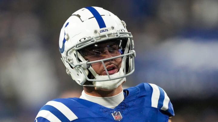 Indianapolis Colts wide receiver Michael Pittman Jr. (11) warms up pregame, before Las Vegas Raiders at Indianapolis Colts, Sunday, Dec. 31, 2023, at Lucas Oil Stadium.