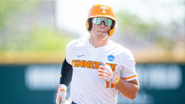 Tennessee's Billy Amick (11) runs the bases after hitting a home run during a NCAA baseball tournament Knoxville Super Regional game between Tennessee and Evansville held at Lindsey Nelson Stadium on Friday, June 7, 2024.