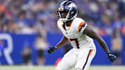 INDIANAPOLIS, IN - AUGUST 11: Denver Broncos Cornerback Damarri Mathis (27) defends during the NFL, American Football Herren, USA Preseason game between the Denver Broncos and the Indianapolis Colts on August 11, 2024, at Lucas Oil Stadium in Indianapolis, Indiana. 