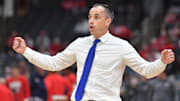 Drake coach Ben McCollum against Belmont at the Enterprise Center. 