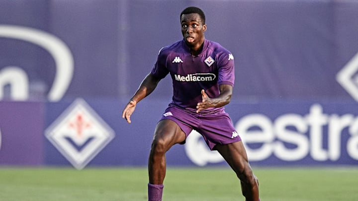 Fiorentina v Reggiana - Pre-Season Friendly - Kayode on the ball vs Reggiana in a pre-season friendly