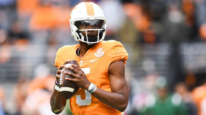 Tennessee quarterback Hendon Hooker looks for an open receiver against Missouri on Nov. 12, 2022 in Knoxville, Tenn.

Syndication The Knoxville News Sentinel