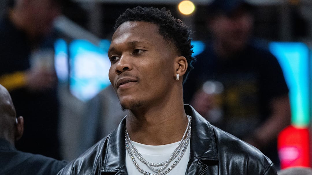 Indiana Pacers guard/forward Bennedict Mathurin (00) in the first half against the New Orleans Pelicans at Gainbridge Fieldhouse. Indiana Pacers guard/forward Bennedict Mathurin (00) in the first half against the New Orleans Pelicans at Gainbridge Fieldhouse.