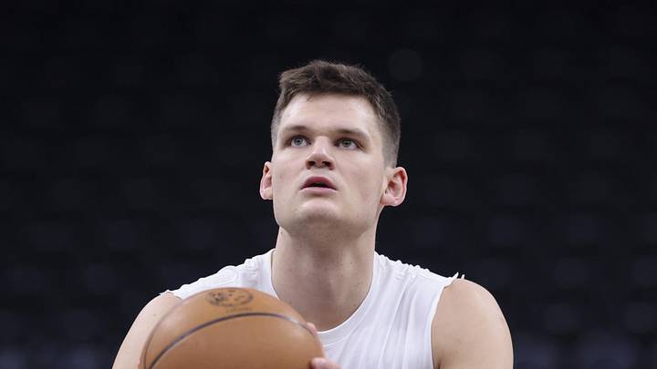 Feb 28, 2025; Salt Lake City, Utah, USA; Utah Jazz center Walker Kessler warms up before the game against the Minnesota Timberwolves at Delta Center. Mandatory Credit: Rob Gray-Imagn Images