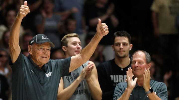 Gene Keady is honored during the alumni game 