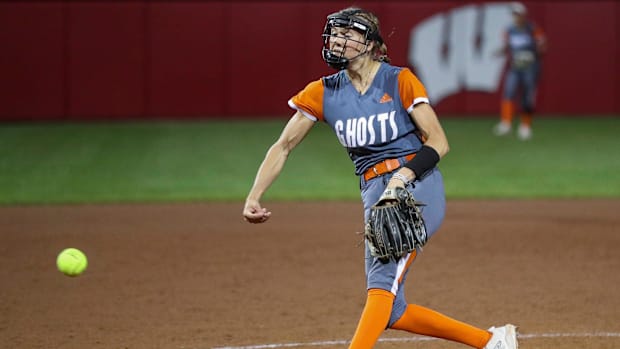 Wisconsin high school softball: Karly Meredith pitches in a WIAA Division 1 semifinal game at Goodman Softball Complex 2024
