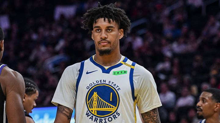 Oct 10, 2026; San Francisco, California, USA; Golden State Warriors forward Yaxel Lendeborg (1) looks on during the third quarter against the Sacramento Kings at Chase Center. Mandatory Credit: Justine Willard-Imagn Images