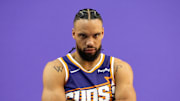 Sep 24, 2025; Phoenix, AZ, USA; Phoenix Suns forward Dillon Brooks (3) poses for portrait during Media Day at PHX Arena. Mandatory Credit: Mark J. Rebilas-Imagn Images