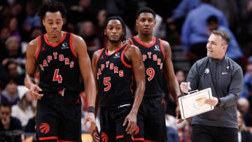 Scottie Barnes, Immanuel Quickley and RJ Barrett, Toronto Raptors