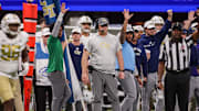 Nov 28, 2025; Atlanta, Georgia, USA; Georgia Tech Yellow Jackets head coach Brent Key on the sideline against the Georgia Bulldogs in the third quarter at Mercedes-Benz Stadium. Mandatory Credit: Brett Davis-Imagn Images