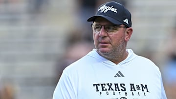 Oct 4, 2025; College Station, Texas, USA; Texas A&M Aggies head coach Mike Elko 