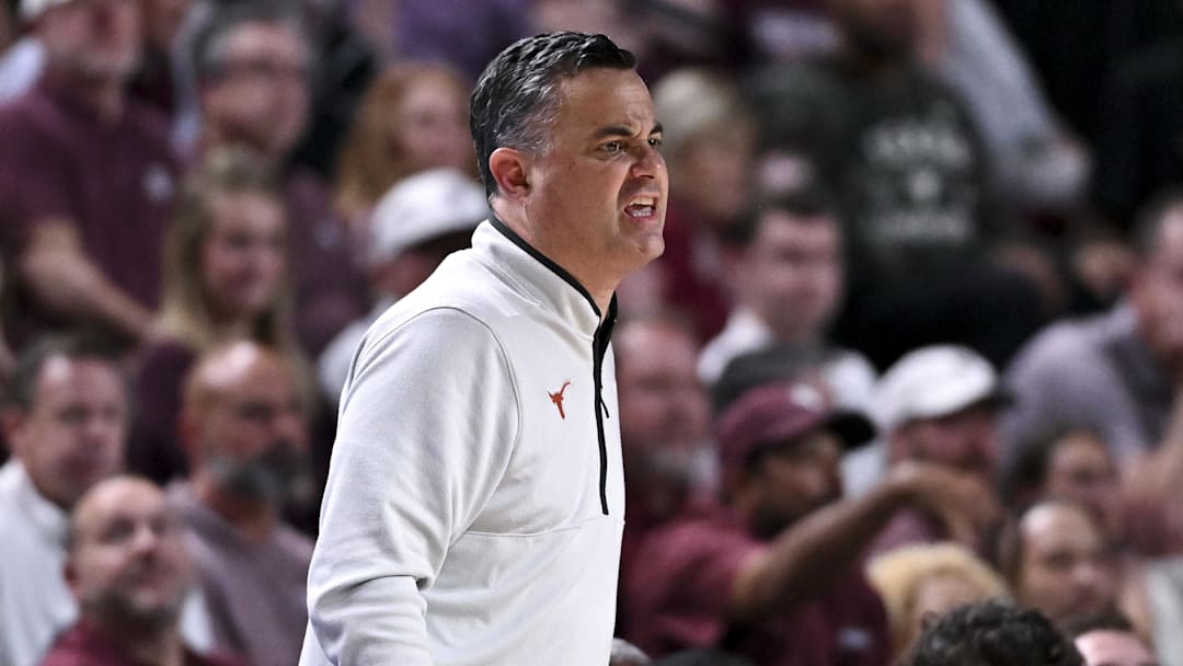 Texas Longhorns head coach Sean Miller reacts during the second half against the Texas A&M Aggies at Reed Arena. Ma