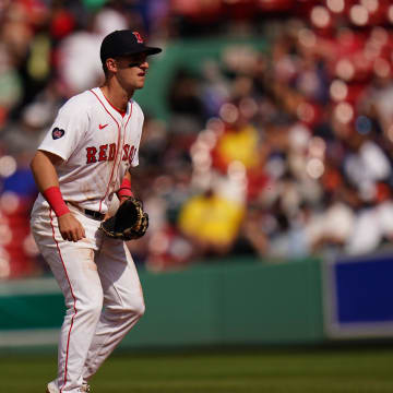 May 2, 2024; Boston, Massachusetts, USA; Boston Red Sox second baseman Zack Short (18) in the field.