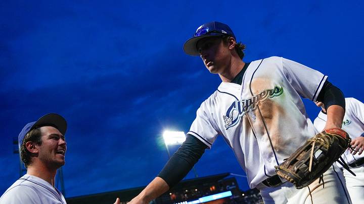 Columbus Clippers Petey Halpin (10) walks into the dugout during the home opener against the Indianapolis Indians at Huntington Park on Tuesday, March 31, 2026 in Columbus, Ohio.
