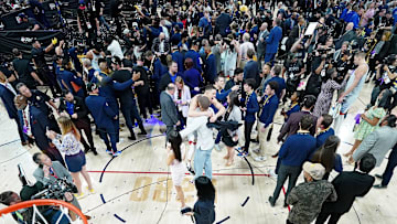 Jun 12, 2023; Denver, Colorado, USA; Denver Nuggets forward Michael Porter Jr. (1) celebrates after winning the 2023 NBA Finals against the Miami Heat at Ball Arena. Mandatory Credit: Jack Dempsey/Pool Photo-Imagn Images