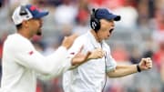 Nov 22, 2025; Tucson, Arizona, USA; Arizona Wildcats head coach Brent Brennan against the Baylor Bears at Casino Del Sol Stadium. Mandatory Credit: Mark J. Rebilas-Imagn Images