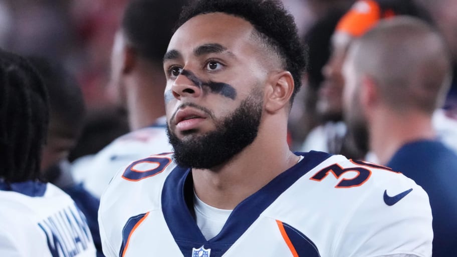 Aug 11, 2023; Glendale, Arizona, USA; Denver Broncos safety Caden Sterns (30) against the Arizona Cardinals at State Farm Stadium. Mandatory Credit: Joe Camporeale-USA TODAY Sports | Joe Camporeale-USA TODAY Sports