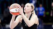 Dallas Wings guard Paige Bueckers (5) warms up before the game against the Minnesota Lynx at College Park Center.