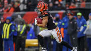Jan 7, 2024; Cincinnati, Ohio, USA; Cincinnati Bengals running back Chase Brown (30) returns the kick off against the Cleveland Browns in the second half at Paycor Stadium. Mandatory Credit: Katie Stratman-USA TODAY Sports