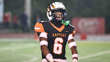 Anderson Raptors defensive back Ace Alston (6) celebrates during their regional championship win over Withrow 49-28 Friday, Nov. 17, 2023.