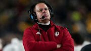 Indiana Hoosiers head coach Curt Cignetti watches the second half of a game between the Indiana Hoosiers and the Notre Dame Fighting Irish in first round of the College Football Playoff on Friday, Dec. 20, 2024, in South Bend. Notre Dame defeated Indiana 27-17.