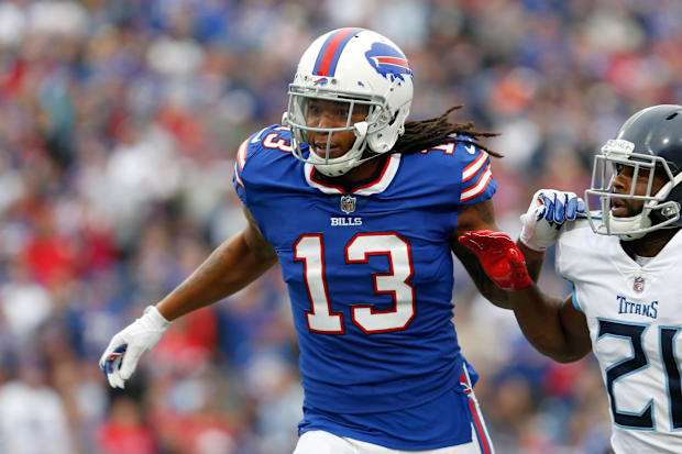 Buffalo Bills WR Kelvin Benjamin against the Tennessee Titans at New Era Field. Buffalo Bills WR Kelvin Benjamin against the Tennessee Titans at New Era Field.